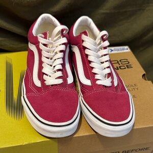 Vans Burgundy/red and White Classic Sneakers